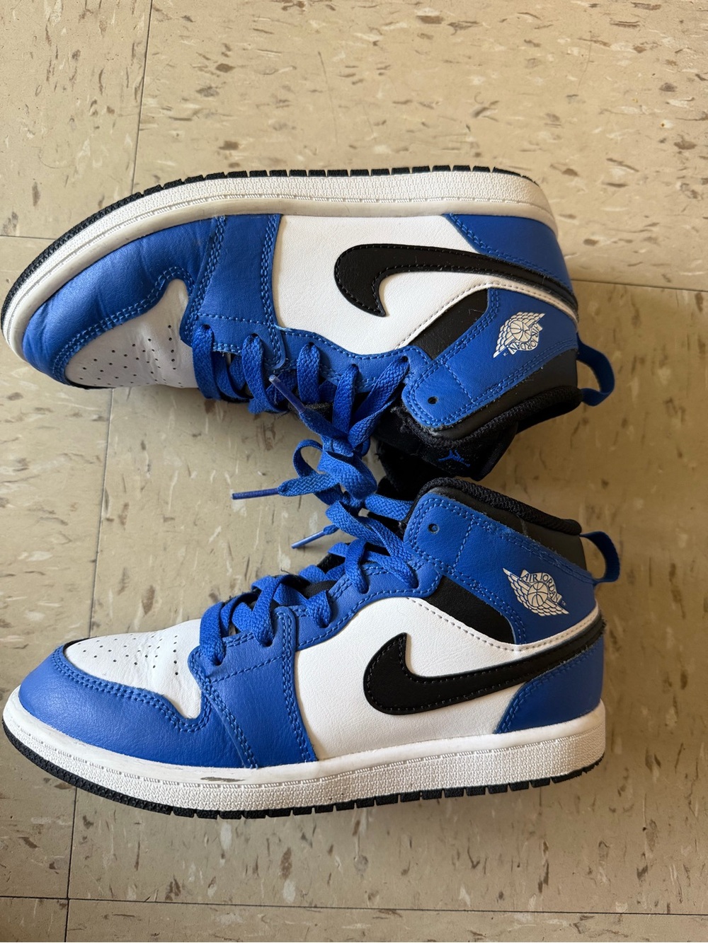 Kid Nike Air Jordan 1 Mid - White/Blue/Black